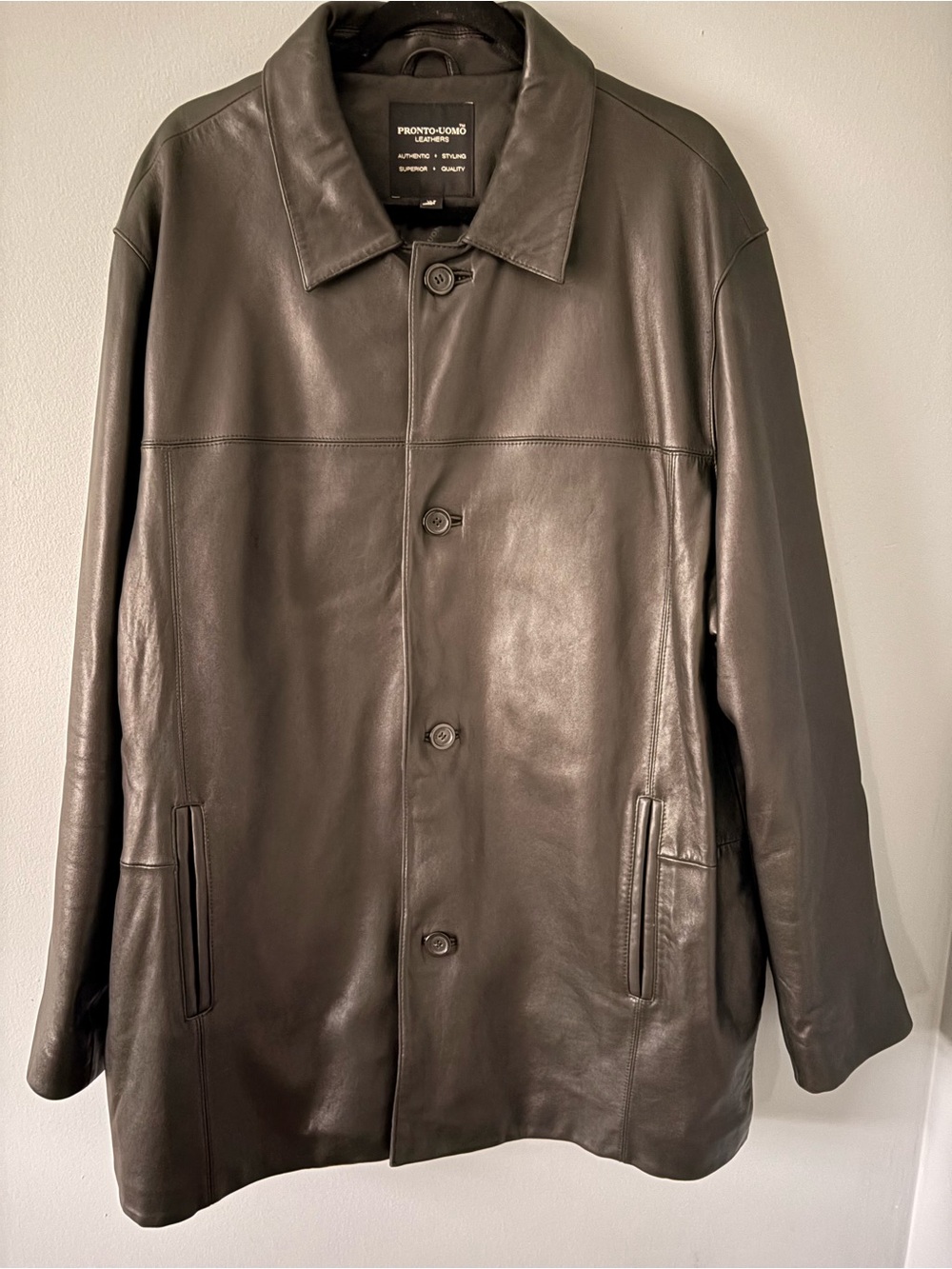 Pronto Uomo Black Lambskin Leather Jacket Coat XL Tall Soft Lined NWOT